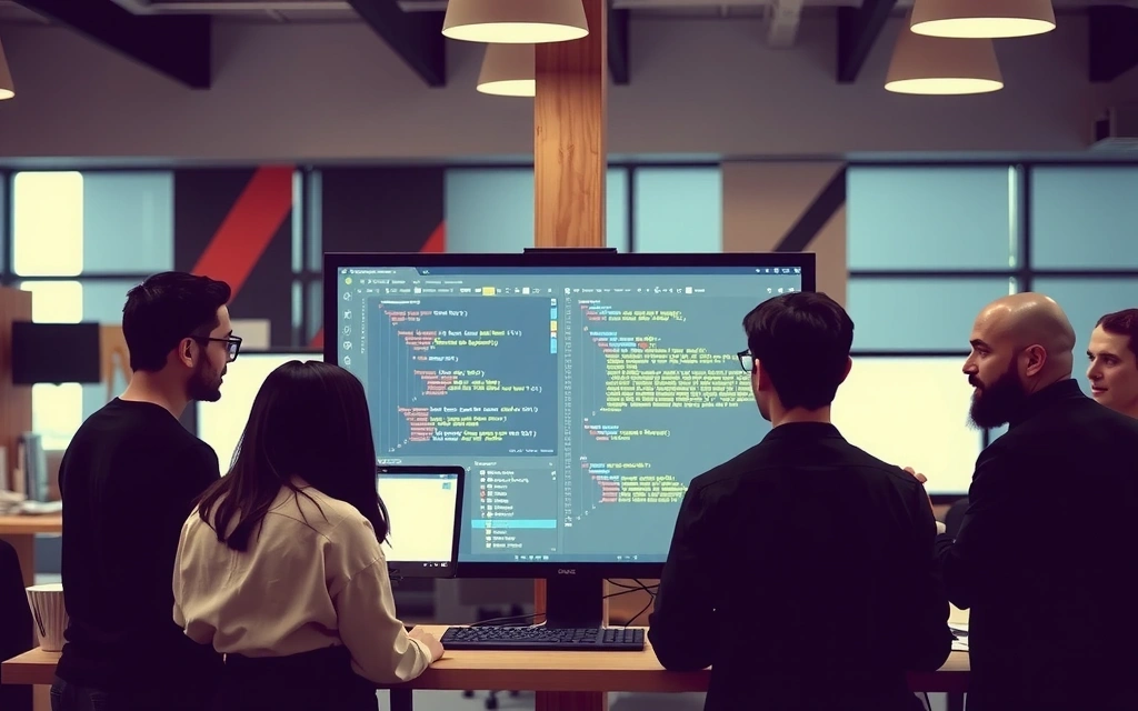 Echipa de dezvoltare lucrează la un proiect