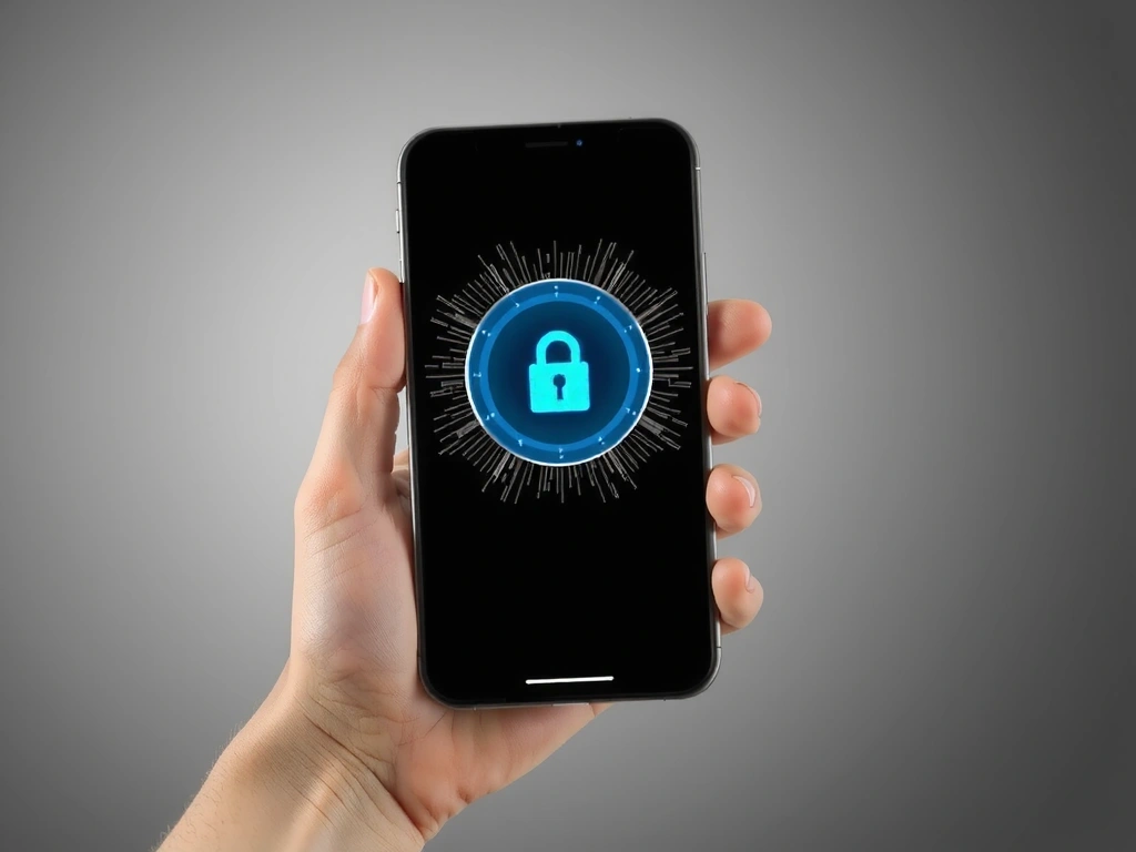 Mână care ține un smartphone afișând un lacăt digital, cu o aură de lumină albastră, simbolizând securitatea datelor și încrederea în tehnologie